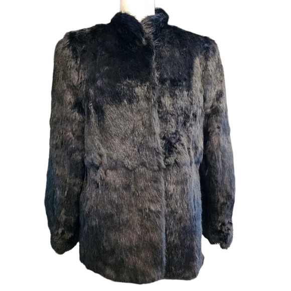 Somerset Furs Rabbit Fur Black Coat Size Medium - Picture 7 of 17